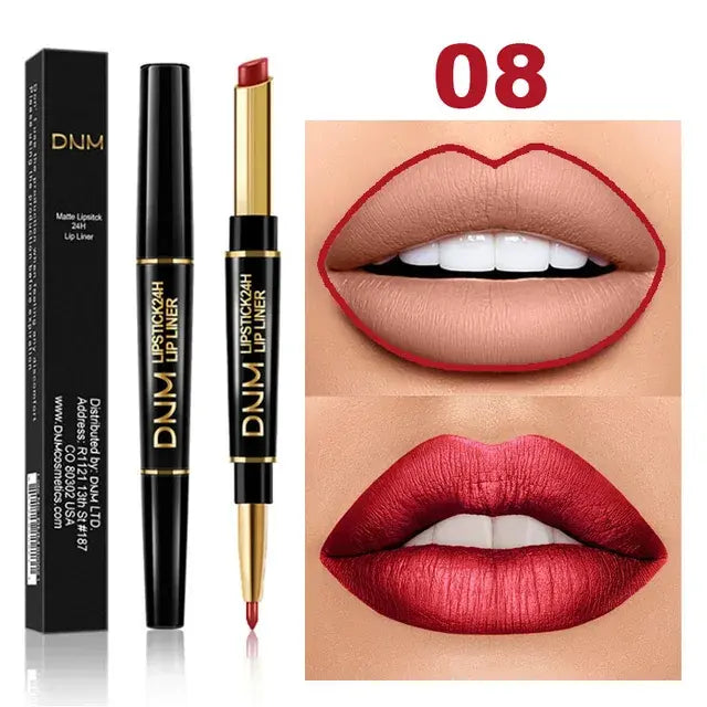 Double Ended Matte Lipstick Long Lasting Wateproof Lipsticks Brand Lip Makeup Cosmetics Dark Red Lips Liner Pencil Beauty