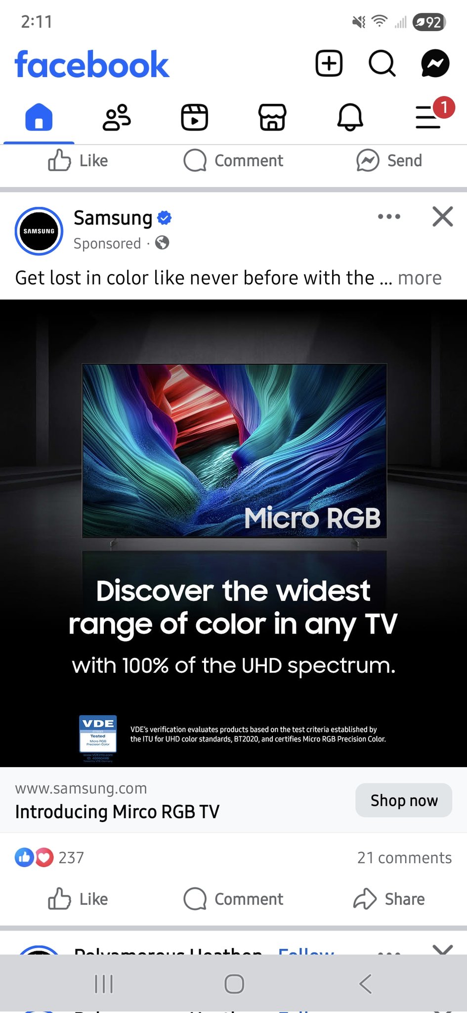 Samsung product page showing 'Mirco USB' typo